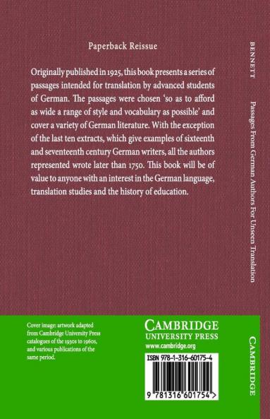 Passages from German Authors for Unseen Translation