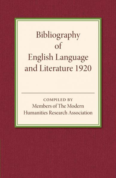Bibliography of English Language and Literature 1920