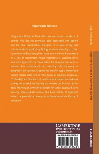 Algebra for Science and Engineering Students