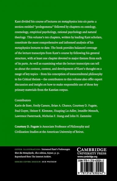 Kant's Lectures on Metaphysics
