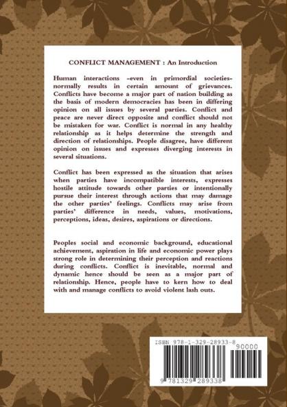 DYNAMICS OF CONFLICT MANAGEMENT I