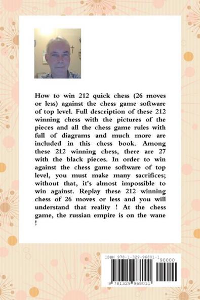 How to win 212 quick chess (26 moves or less) against the high chess software + All the chess rules and much more