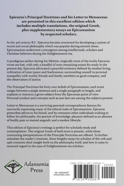 Principal Doctrines and The Letter to Menoeceus (Greek and English with Supplementary Essays)