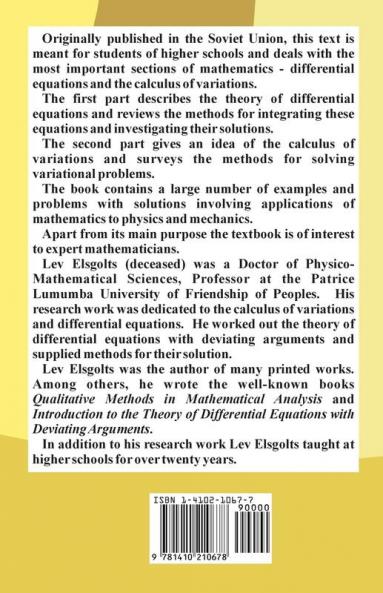 Differential Equations and the Calculus of Variations