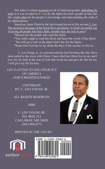 Leo's Letter to the Church's of America: God's Righteousness