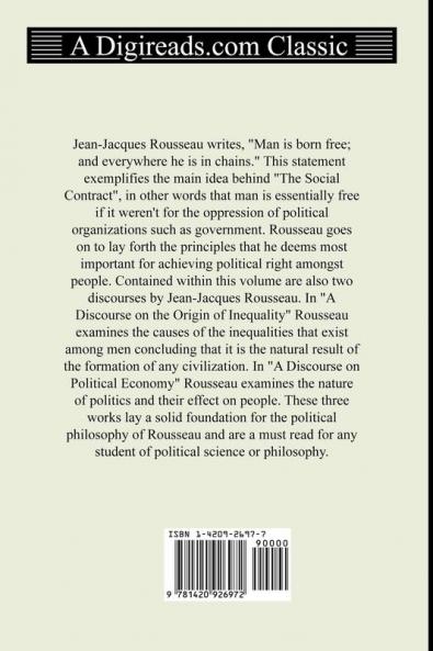 The Social Contract A Discourse on the Origin of Inequality and A Discourse on Political Economy