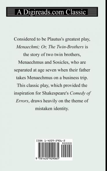 Menaechmi; Or The Twin-Brothers