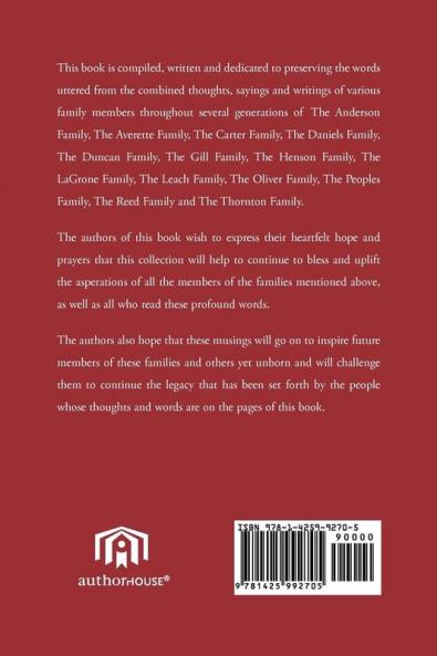 Musings: A Collection of Family Poems Songs Stories & Sayings