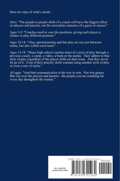 Coaching Coaches ... for players parents and coaches from youth through high school age sports