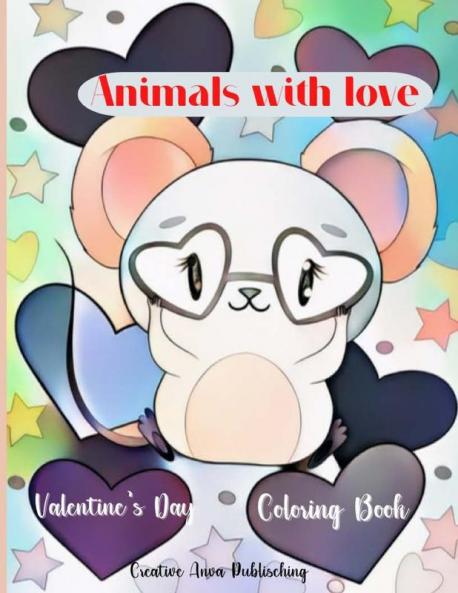 Animals with love Valentine's Day  Coloring Book