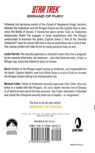 Star Trek: The Original Series: Errand of Fury Book #1: Seeds of Rage