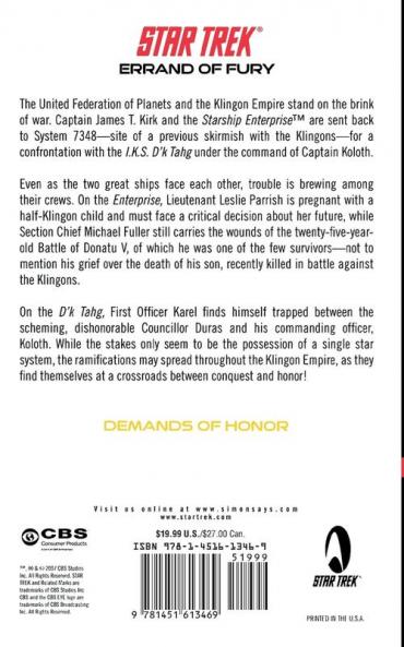 Star Trek: The Original Series: Errand of Fury #2: Demands of Honor (Star Trek: The Next Generation)