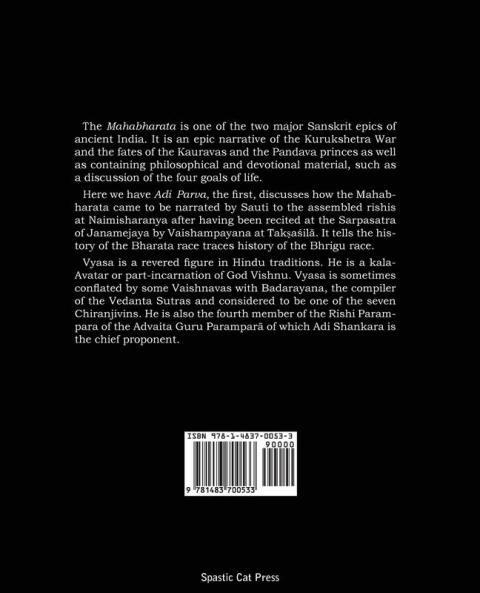 The Mahabharata of Krishna-Dwaipayana Vyasa Book 1 Adi Parva