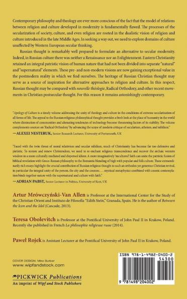 Apology of Culture: Religion and Culture in Russian Thought