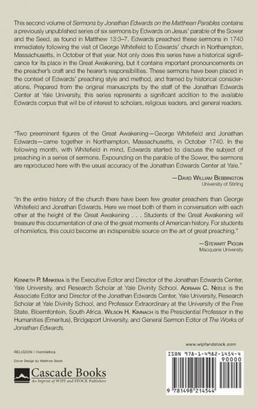 Sermons by Jonathan Edwards on the Matthean Parables Volume II
