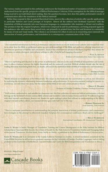 Translating Scripture for Sound and Performance: New Directions in Biblical Studies: 6 (Biblical Performance Criticism)