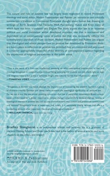 Modern Protestantism and Positive Law: The Contours of a Continental Theological Tradition
