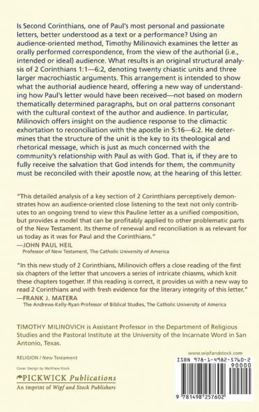 Now Is the Day of Salvation: An Audience-Oriented Study of 2 Corinthians 5:16--6:2