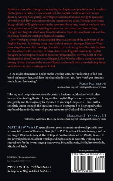 Pure Worship: The Early English Baptist Distinctive: 3 (Monographs in Baptist History)