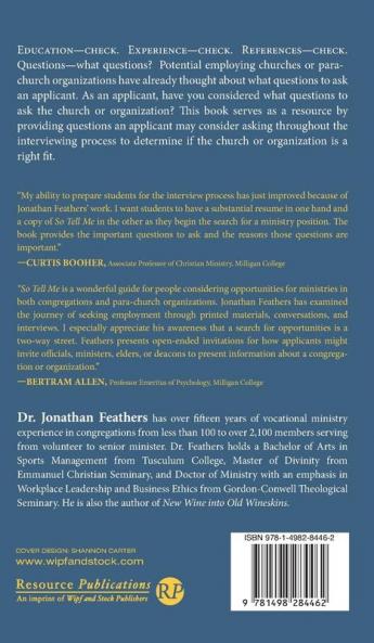 So Tell Me: A Primer for Vocational Ministry Applicants
