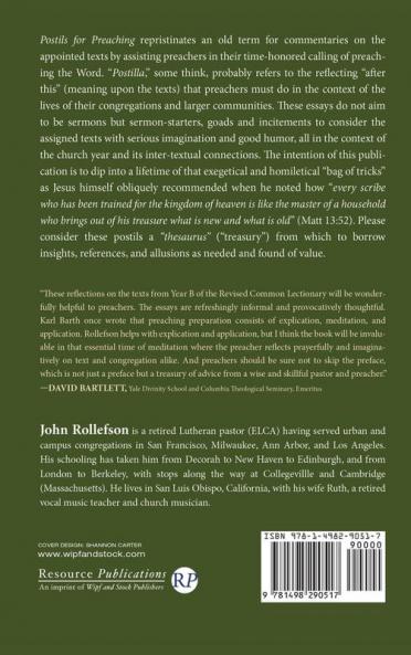 Postils for Preaching: Commentaries on the Revised Common Lectionary Year B