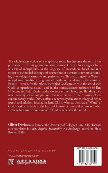 A Theology of Compassion: Metaphysics of Difference and the Renewal of Tradition