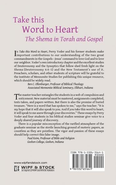 Take this Word to Heart: The Shema in Torah and Gospel
