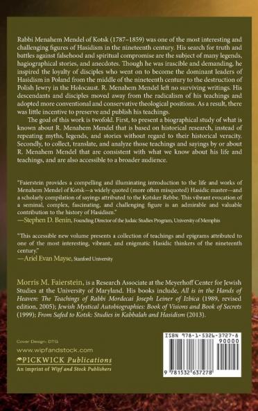 Truth Springs from the Earth: The Teachings of Rabbi Menahem Mendel of Kotsk