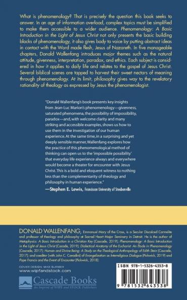 Phenomenology: A Basic Introduction in the Light of Jesus Christ (Cascade Companions)