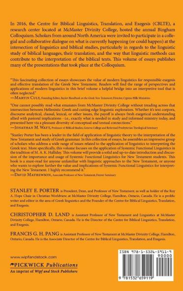 Linguistics and the Bible: Retrospects and Prospects (McMaster New Testament Studies)