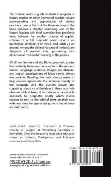 Reading Prophetic Poetry: Parallelism Voice and Design