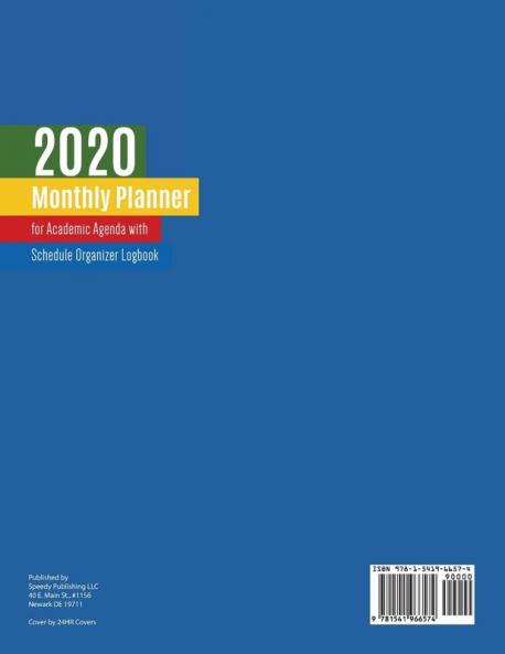 2020 Monthly Planner for Academic Agenda with Schedule Organizer Logbook