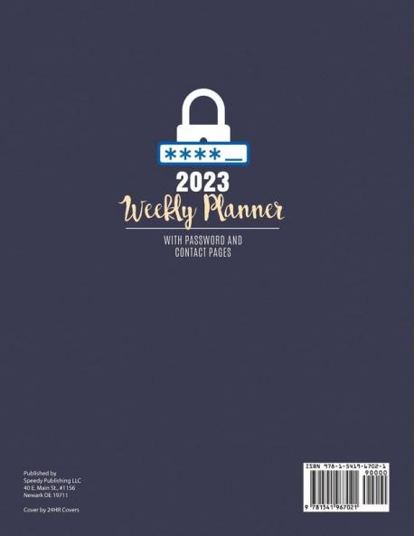 2023 Weekly Planner with Password and Contact Pages
