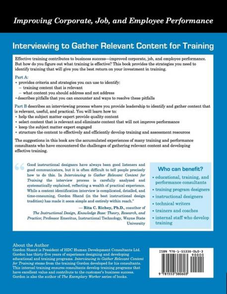 Interviewing to Gather Relevant Content for Training: Asking the right questions