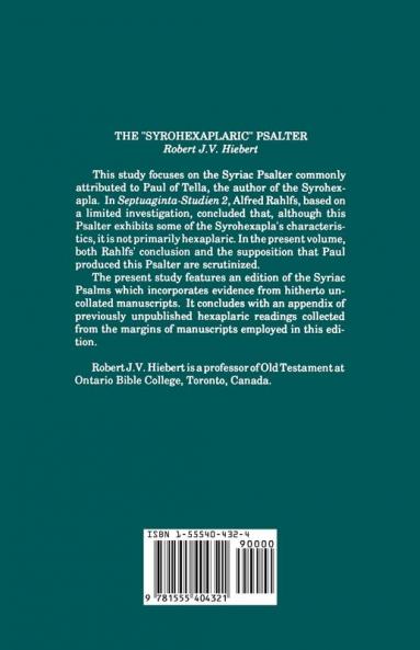 The Syrohexaplaric Psalter