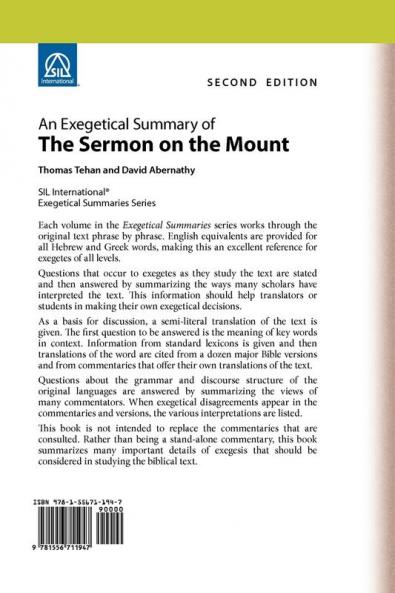 An Exegetical Summary of the Sermon on the Mount 2nd Edition