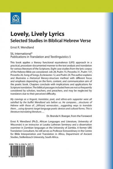 Lovely Lively Lyrics: Selected Studies in Biblical Hebrew Verse