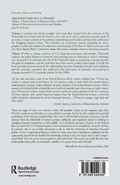 Evolution of US Finance: v. 2: Restructuring Institutions and Markets