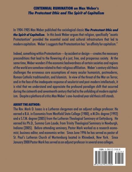 CENTENNIAL RUMINATION on Max Weber's "The Protestant Ethic and The Spirit of Capitalism"
