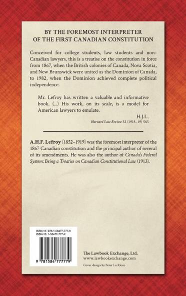 A Short Treatise on Canadian Constitutional Law (1918)