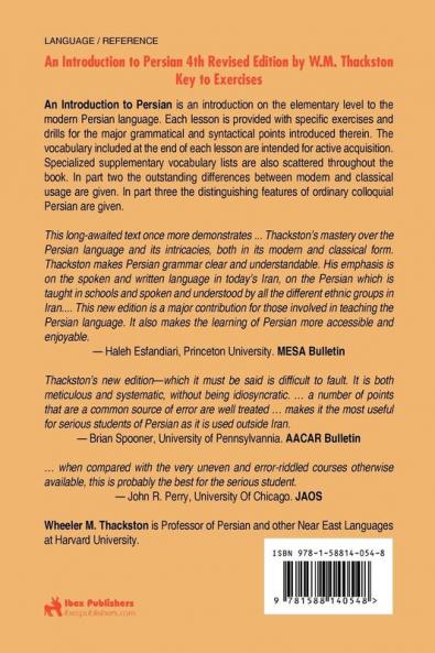 An Introduction to Persian: Key to Exercises