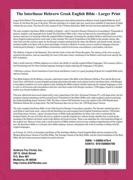 Interlinear Hebrew Greek English Bible-PR-FL/OE/KJV Large Print Volume 3