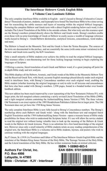 Interlinear Hebrew-Greek-English Bible with Strong's Numbers Volume 1 of 3 Volumes