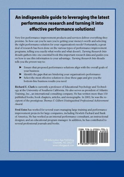 Turning Research Into Results - A Guide to Selecting the Right Performance Solutions (PB)