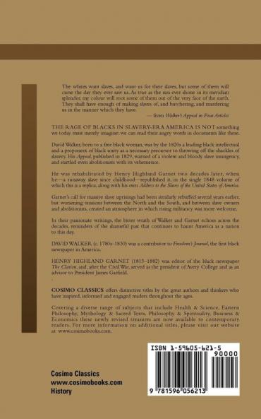 Walker's Appeal in Four Articles: An Address to the Slaves of the United States of America (Cosimo Classics History)