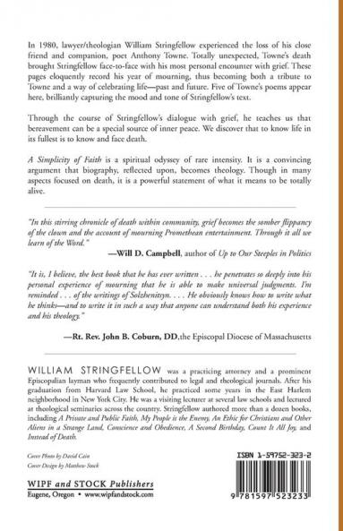 A Simplicity of Faith: My Experience in Mourning (William Stringfellow Library)