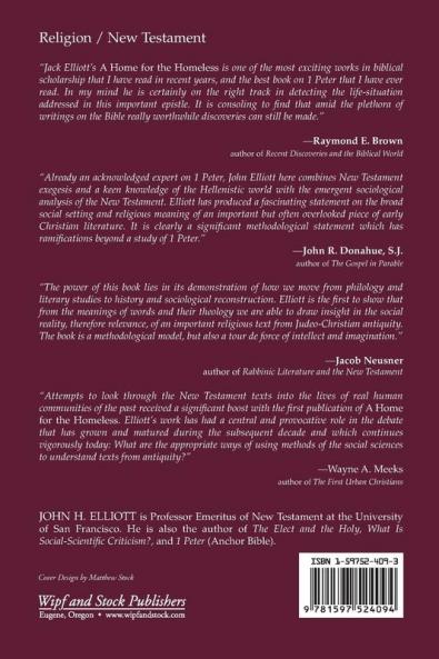 A Home for the Homeless: A Social-Scientific Criticism of 1 Peter Its Situation and Strategy