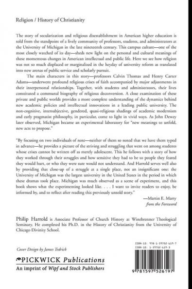 A Place Somewhat Apart: the Private Worlds of a Late Nineteenth-century Public University: 63 (Princeton Theological Monograph)