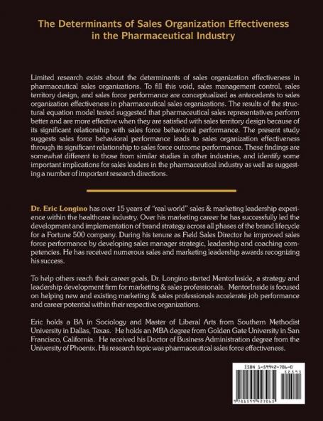 Sales Management Control Territory Design Sales Force Performance and Sales Organizational Effectiveness in the Pharmaceutical Industry