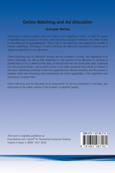 Online Matching and Ad Allocation: 24 (Foundations and Trends® in Theoretical Computer Science)
